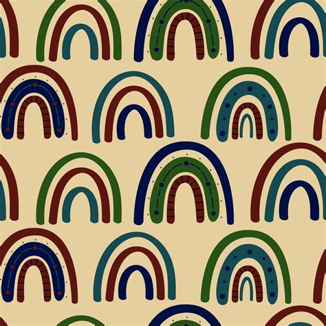 Boho Rainbow Seamless Pattern Vector Illustration Vector Art