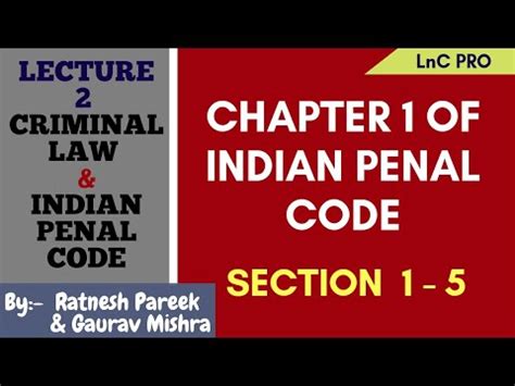 Introduction To Indian Penal Code First Chapter Of Ipc Section