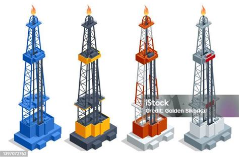 Produksi Minyak Dan Gas Isometrik Dalam Konsep Alam Gas Flare Di Kilang