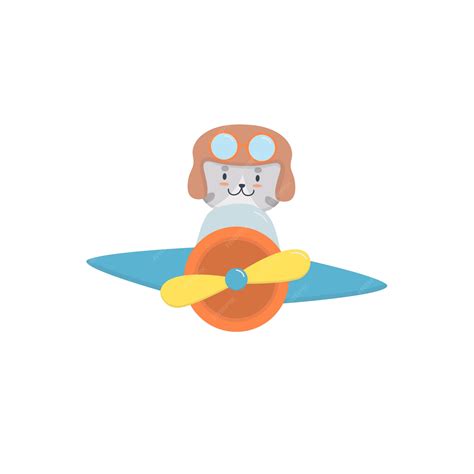 Premium Vector | Cute cat in a plane