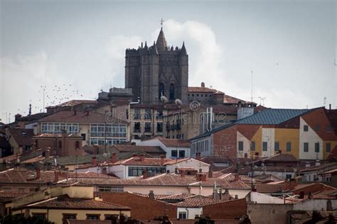 View of the Cathedral of Avila Surrounded by Historical Buildings. Spain Stock Photo - Image of ...