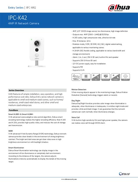 IPC-K42: 4MP IR Network Camera | PDF | Codec | Camera