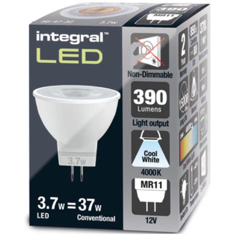 Integral Led Ilmr11ne010 Mr11 Gu4 Bulb 380lm 3 7w 4000k Non Dimmable 36