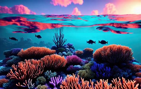 Premium Photo | Coral reef with fish