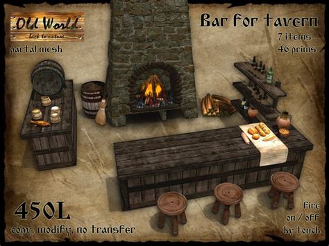 Second Life Marketplace - Medieval bar for tavern - Old World - Rustic ...