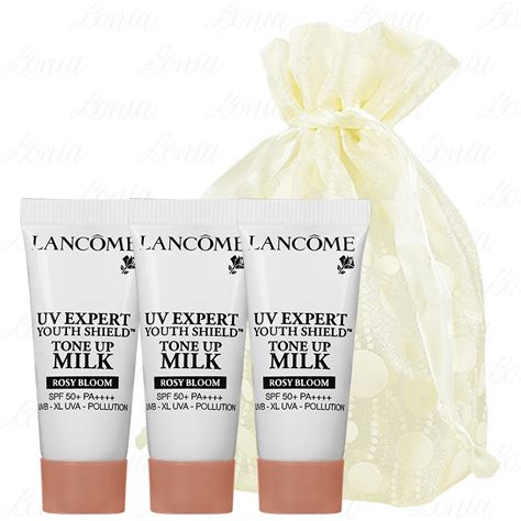 Lancome 蘭蔻 超輕盈uv提亮素顏霜 Spf50 Pa玫瑰粉5ml3旅行袋組 Lancome 蘭蔻