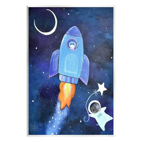 Stupell Industries Animals in Outer Space Rocket Ship Star Balloon ...