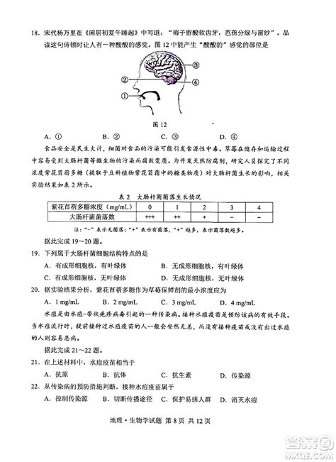 2024湖北中考生物真题答案 2024年湖北省初中学业水平考试生物试题答案答案圈