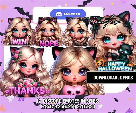 Discord Emotes 12 Blonde Girl Discord Emotes Halloween Kawaii Anime Gamer Girl Streamer
