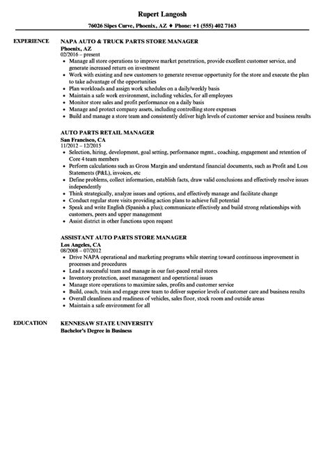 Auto Parts Manager Resume Samples Velvet Jobs