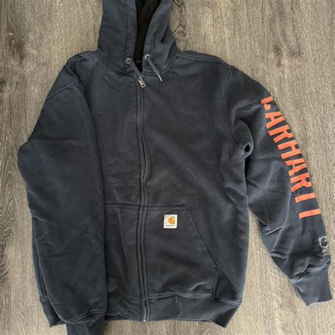 Navy Blue Rain Defender Carhartt Zip Up Jacket Depop