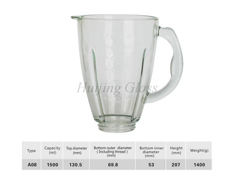 High Quality Blender Spare Parts Glass Jar Vasos Vidrio A08 - Foshan Huijing Glass Products CO ...