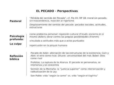 PPT EL PECADO Perspectivas Pastoral Pérdida del sentido del Pecado