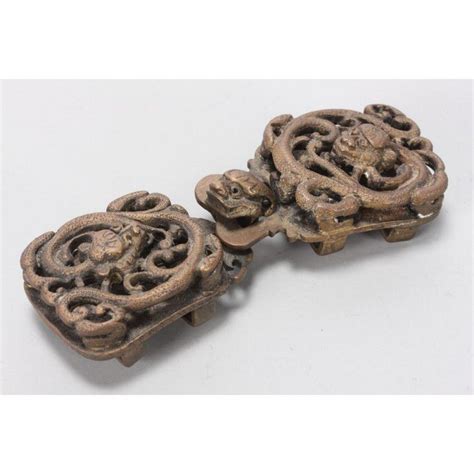 Wonderful Chinese 18th Century Bronze Belt Buckle Of Bronze Oriental