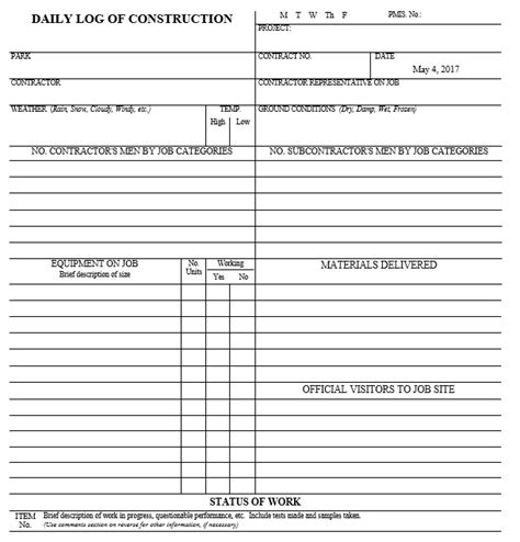 Free Daily Log Templates Ms Word Excel Printable Samples