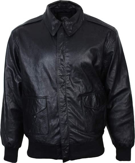 Mil Tec US Lederjacke Flieger A2 Schwarz Amazon De Fashion