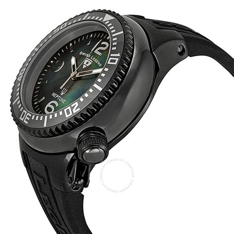 Swiss Legend Neptune Ceramic Black IP Steel Unisex Watch 11844 BB 01MOP