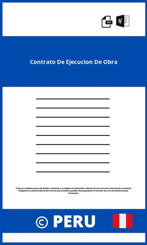 Modelo De Contrato De Ejecucion De Obra Peru 2025