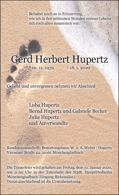 Alle Traueranzeigen für Herbert Hupertz trauer rp online de