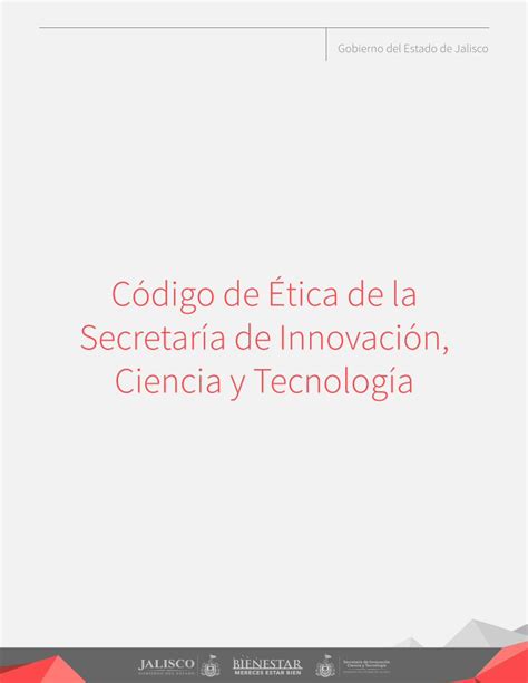 Pdf C Digo De Tica De La Secretar A De Innovaci N Ciencia Y