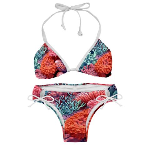 Coral Detachable Sponge Adjustable Strap Bikini Set Two Pack Swimsuits For All Occasions
