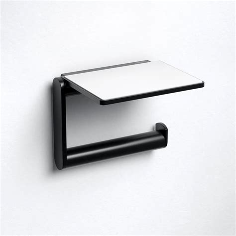 Keuco Plan Toilet Roll Holder With Shelf Black