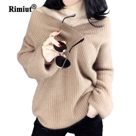 Rimiut 2018 Sexy Fashon Women Autumn Winter Long Sleeve Knitted Sweater