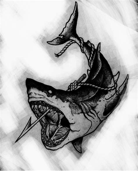 Shark tattoo ink idea | Shark tattoos, Black ink tattoos, Cool tattoo ...