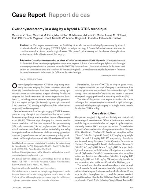 (PDF) Ovariohysterectomy in a dog by a hybrid NOTES technique