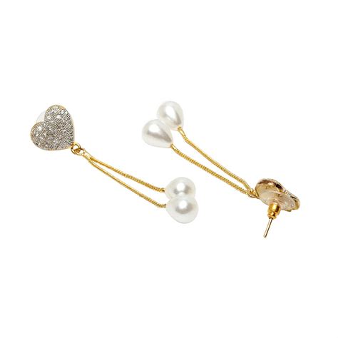 Panash Goldplated Cz And Pearls Heart Shaped Drop Earrings Buy Panash Goldplated Cz And Pearls