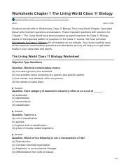 Practice Worksheets for The Living World Chapter in Class 11 | Course Hero