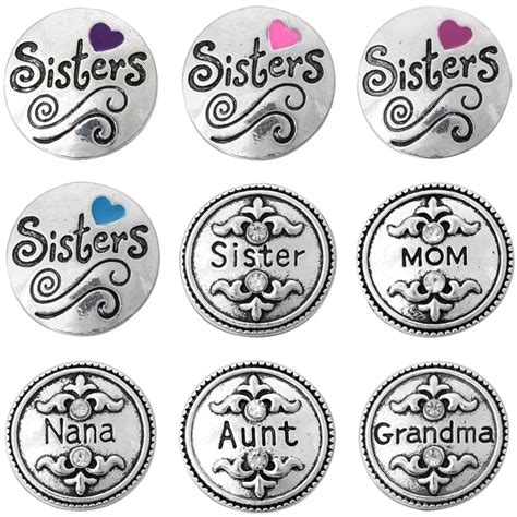 6 Stks Partij Nieuwe Familie Snap Sieraden Nana Oma Mom Zus Tante 18Mm