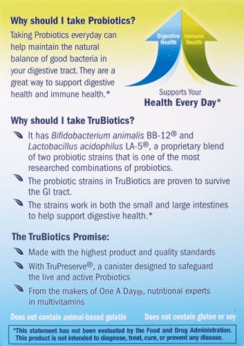 One A Day TruBiotics Daily Probiotic Supplement Capsules 60 Ct Kroger