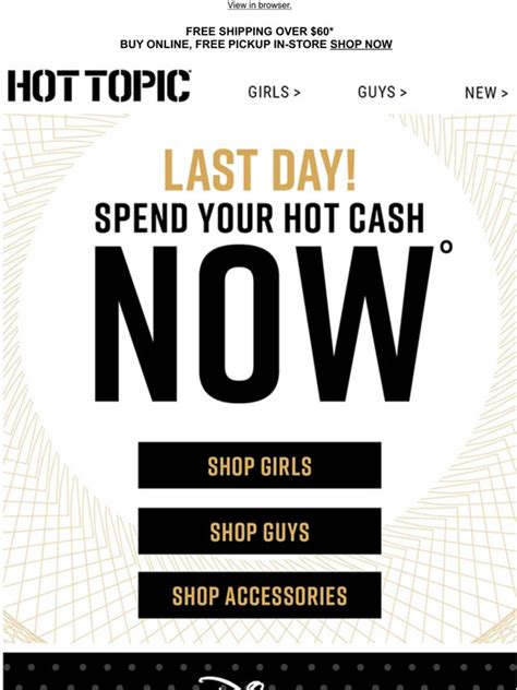 Hot Topic FINAL DAY Hot Cash Redemption Ends Tonight Milled