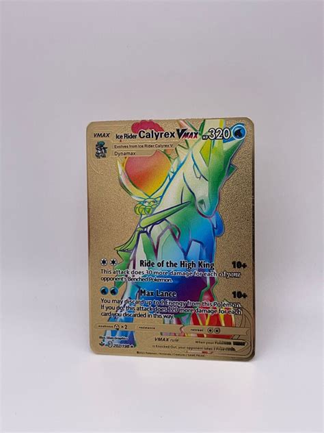 Gold Metal Pokemon Card Calyrex Vmax Rainbow Rare Etsy Uk