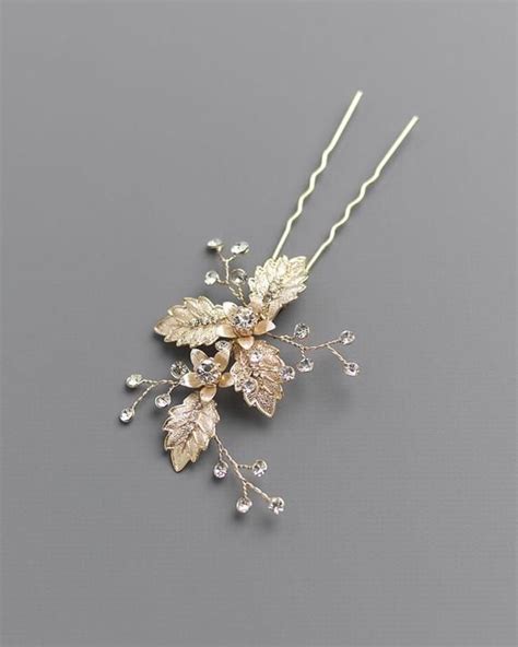 Gold Floral Bridal Hair Pin Gold Wedding Hair Pin Gold Etsy Horquillas Para El Pelo Para