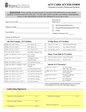 Fillable Online Biomed Brown Acf Card Access Form Fax Email Print