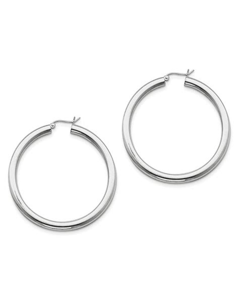 Sterling Silver 4mm Wide Hoop Earrings 50mm Simply Sterling