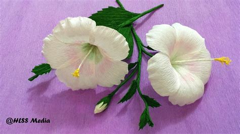 How To Make White Hibiscus Paper Flower Origami Step By Step Diy Crepe