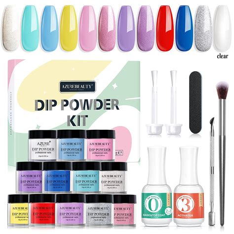 Amazon AZUREBEAUTY Dip Powder Nail Kit Starter 12 Pastel Color