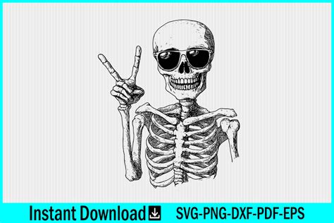 Funny Skeleton Peace Sign Svg Clipart Graphic By Craftabledesign