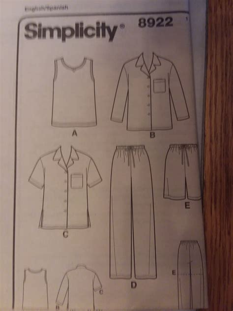 Simplicity Pajama Pattern 8922 Size 26w 32w Bust Etsy