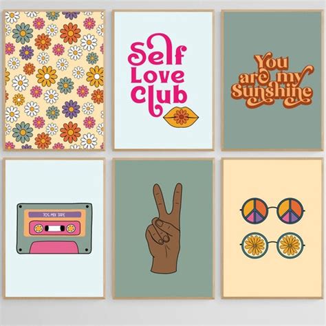 Retro Wall Art Set Of 11 Trendy Art Print Bundle Dorm Wall Etsy