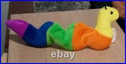 Rare Ty Beanie Baby Inch The Worm 1995 Retired PE Pellets Yarn Antenna