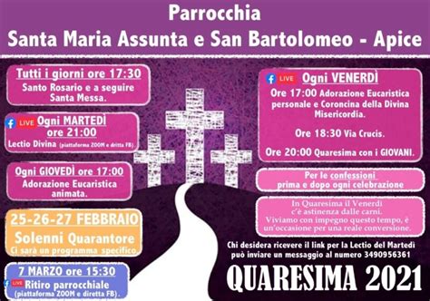 Apice Il Programma Liturgico Per La Quaresima Chiesa Di Benevento