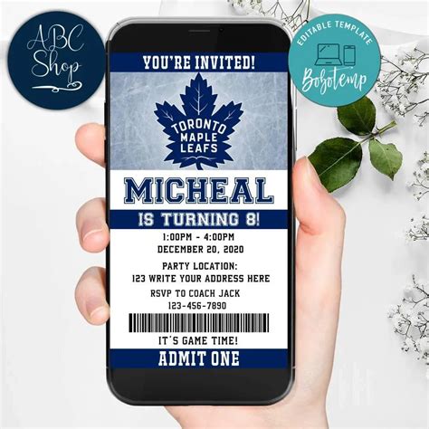 Electronic Toronto Maple Leafs Birthday Invitation Diy Bobotemp