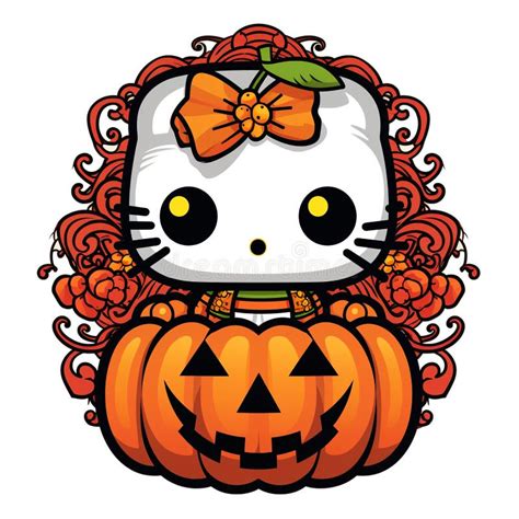 Halloween Spooky Hello Kitty Ai Generated Stock Illustration