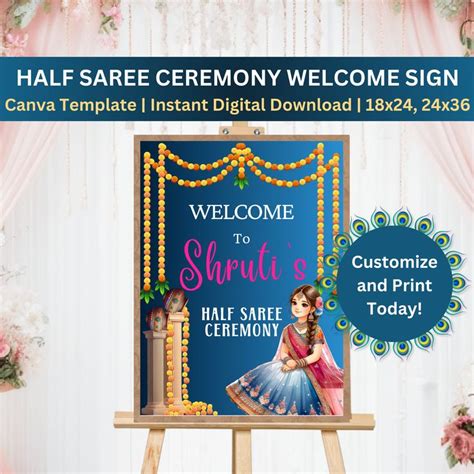 Half Saree Ceremony Welcome Sign South Indian Puberty Ceremony Or Half