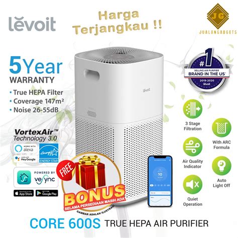 Jual Levoit Core S Smart Wifi Air Purifier Hepa H Filter Garansi