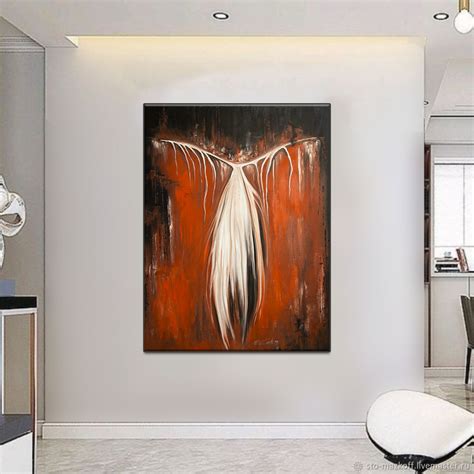 Красная Абстракция Живопись маслом красная Картина Современная в ...